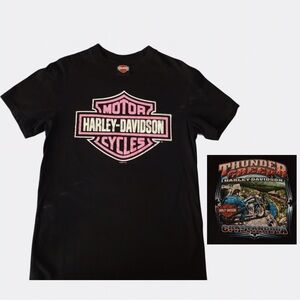 Harley-Davidson Black T-Shirt with Pink Logo Med Thunder Creek Chattanooga Logo